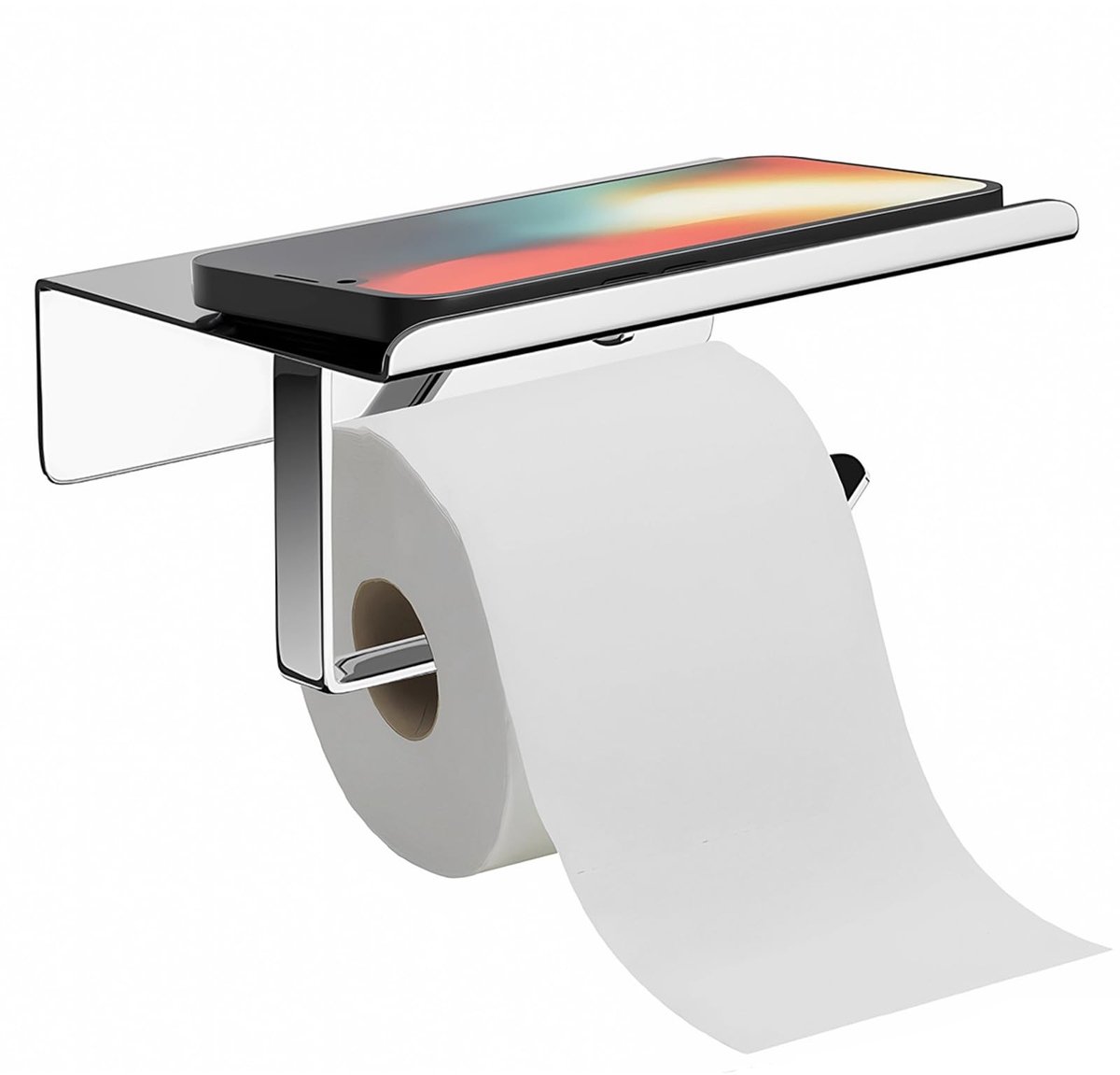 Solidchoice - Toiletpapier Houder Zonder Boren met Praktische Plank