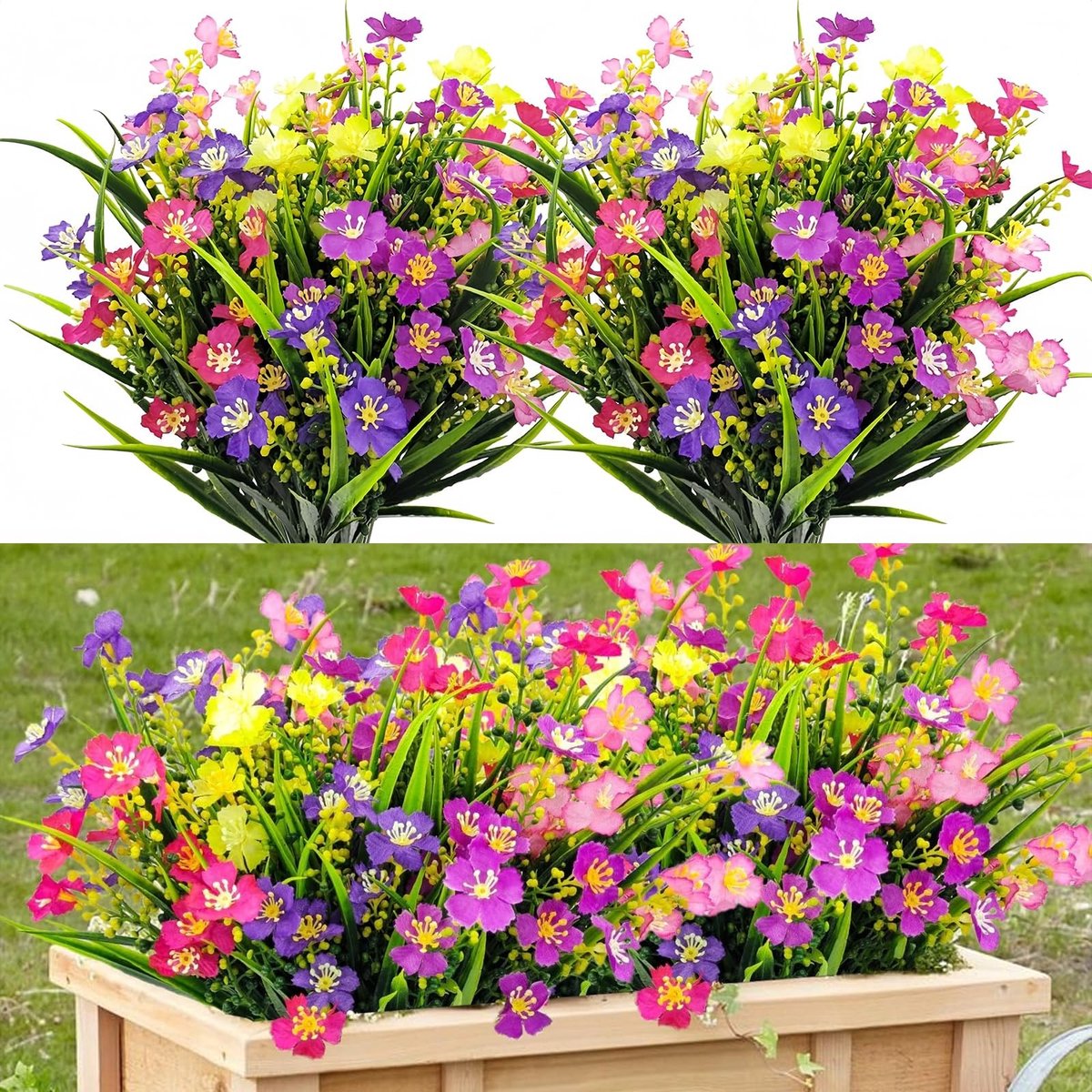 Solidchoice - Set van 6 Kleurrijke Kunstbloemen voor Tuin Decoratie