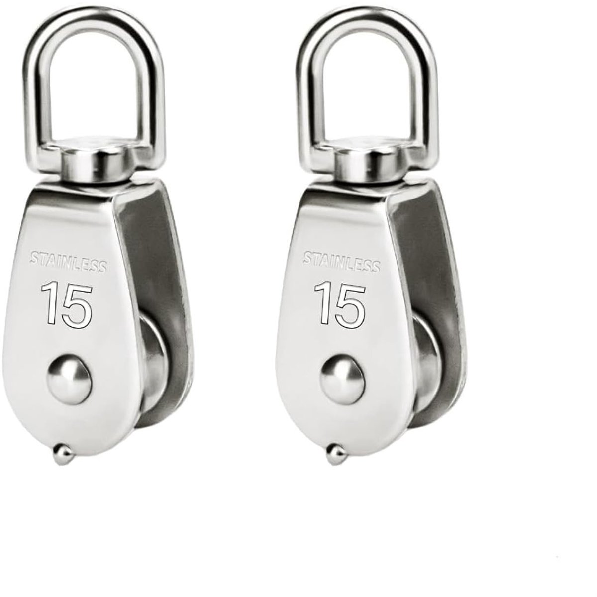 Solidchoice - Set van 2 M15 RVS Enkele Katrollen voor Touwen tot 8mm