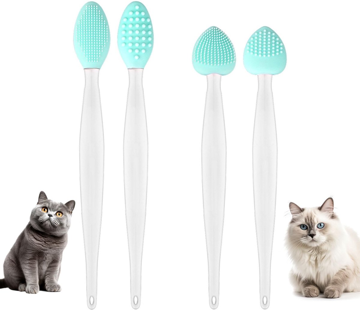 Solidchoice - Set van 4 Siliconen Katten Acne Borstels voor Exfoliatie