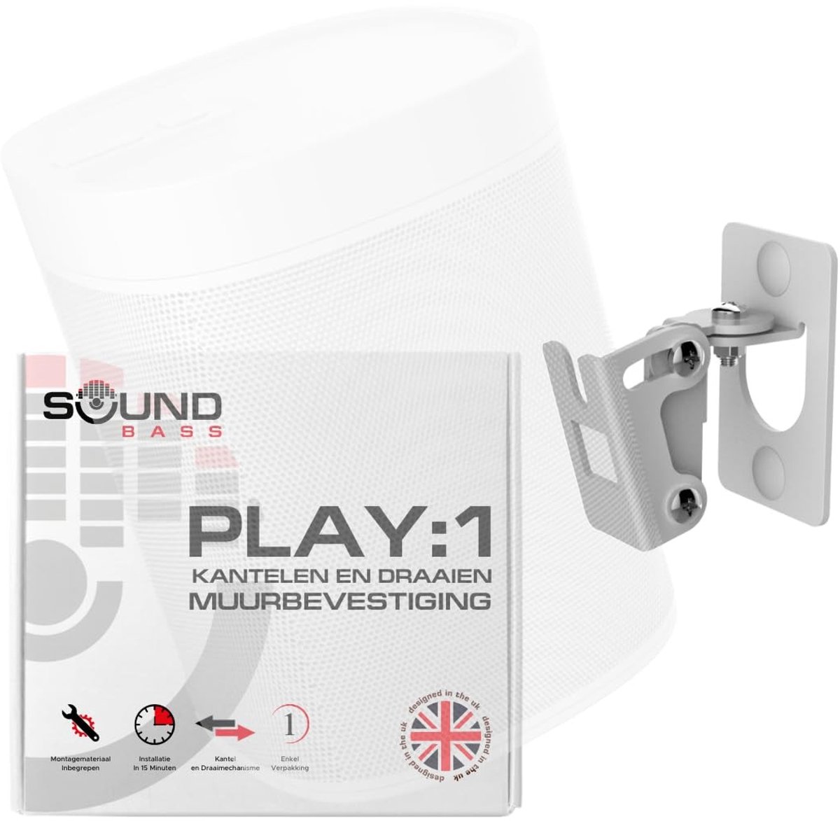 Solidchoice - Wandhouder voor Sonos Play:1 met Verstelbaar Mechanisme