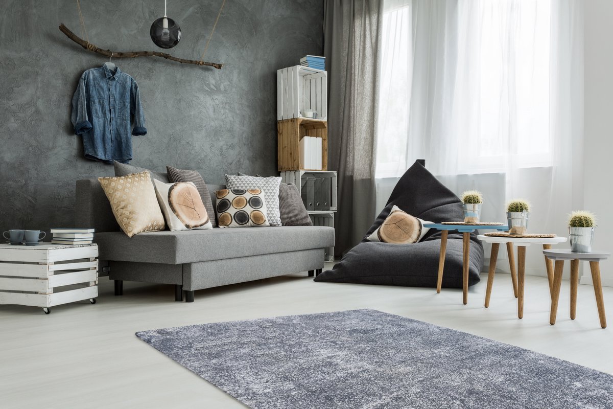 Padiro laagpolig vloerkleed 80 x 150 cm - lichtblauw - modern effen design - geschikt voor vloerverwarming - van polyester