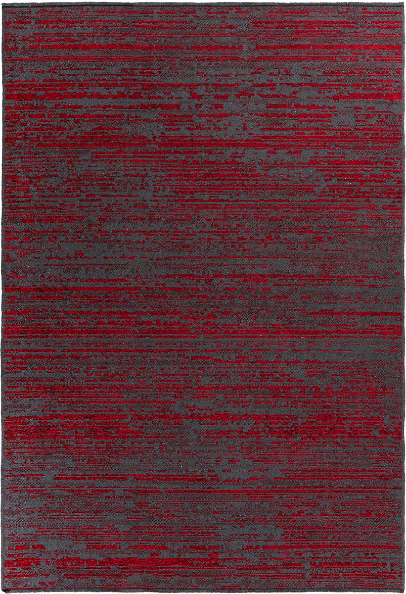 Padiro laagpolig vloerkleed 80 x 150 cm - rood - modern abstract design - geschikt voor vloerverwarming - van polyester