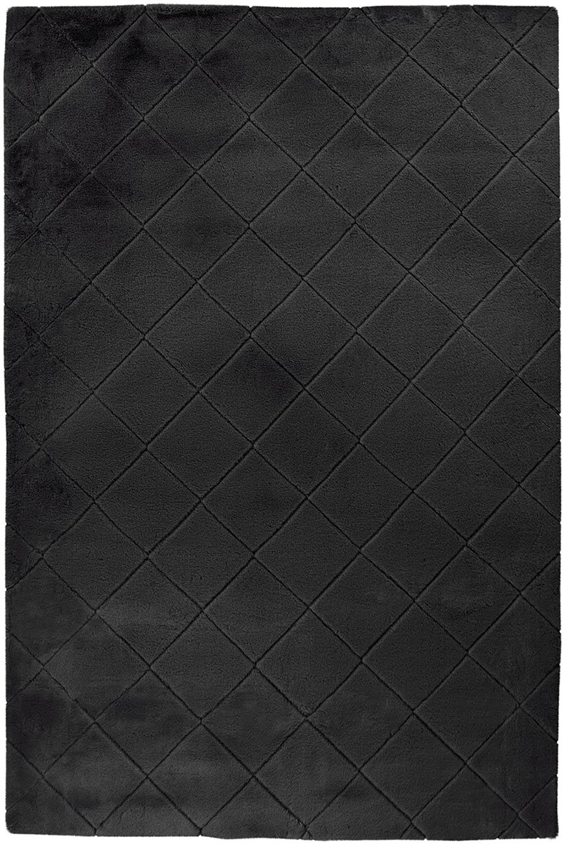 Padiro hoogpolig shaggy vloerkleed 200 x 290 cm - zwart - modern geometrisch patroon - geschikt voor vloerverwarming - van polyester
