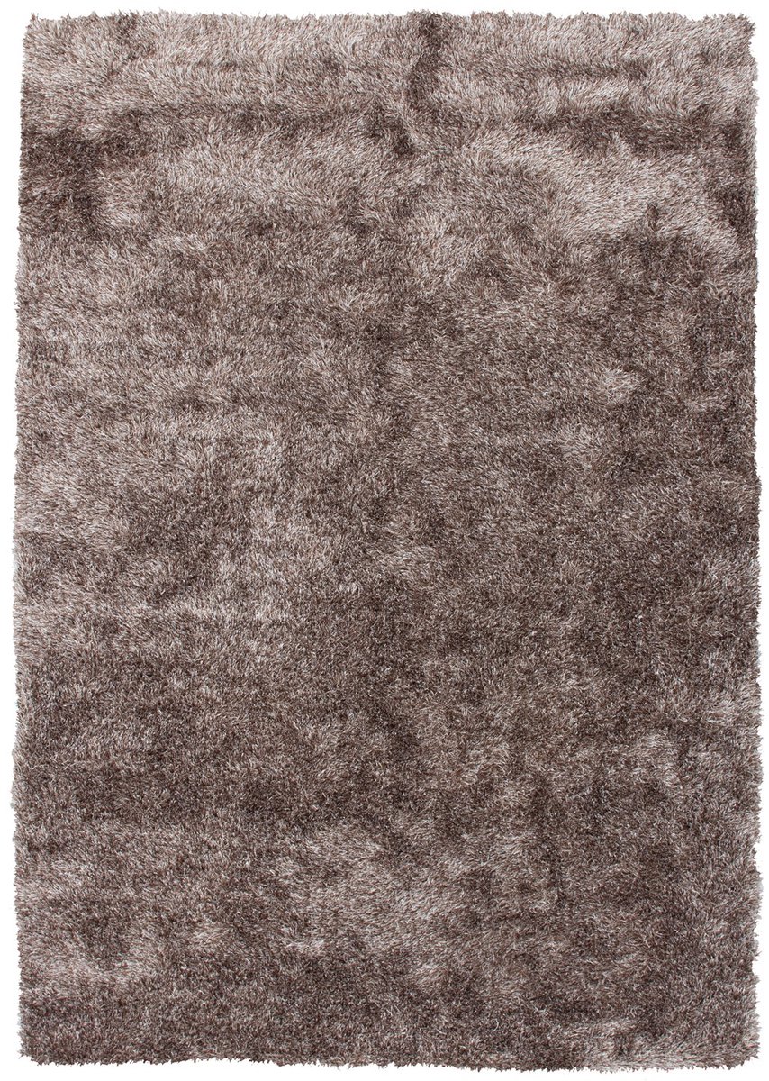 Padiro hoogpolig shaggy vloerkleed 40 x 60 cm - taupe - modern effen design - met een zachte uitstraling - geschikt voor vloerverwarming - van polyester