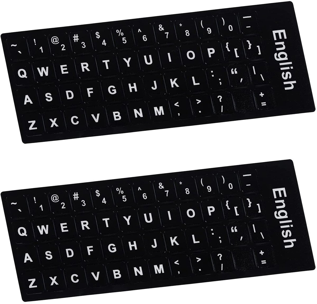Solidchoice - Engelse Toetsenbord Stickers Zelfklevend 2-Pack Zwart met Witte Letters