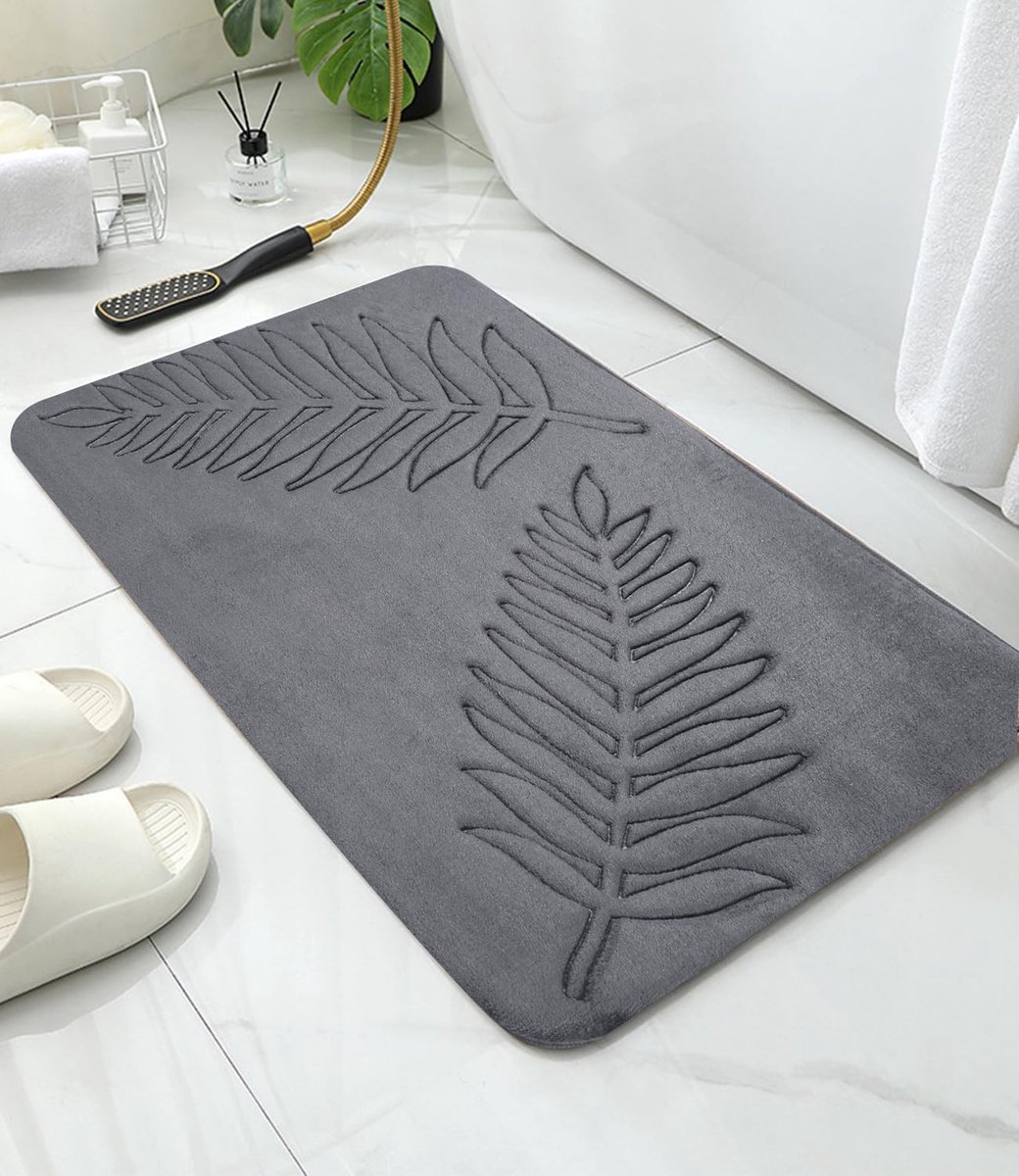 Solidchoice - Memory Foam Badmat Antislip, Wasbaar en Sneldrogend (Grijs, 40x60cm)