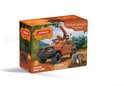 Schleich Wild Life off-road avonturenvoertuig in de jungle met oranje opdruk en olifant, 37 stuks.