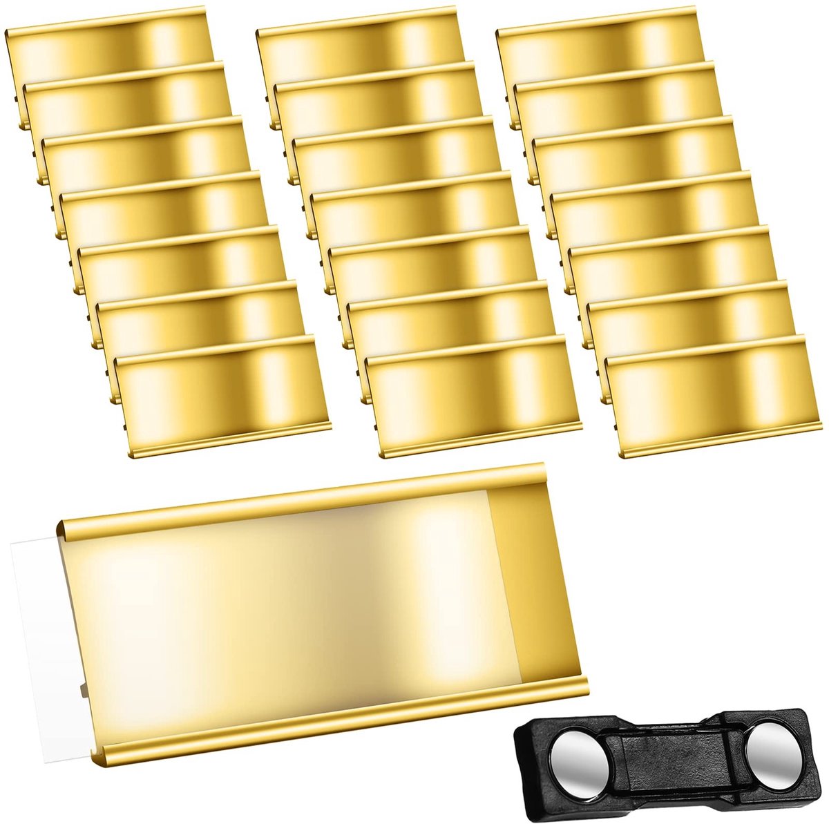 Solidchoice - Set van 20 Aluminium Magnetische Naambordjes met Kaartsleuf