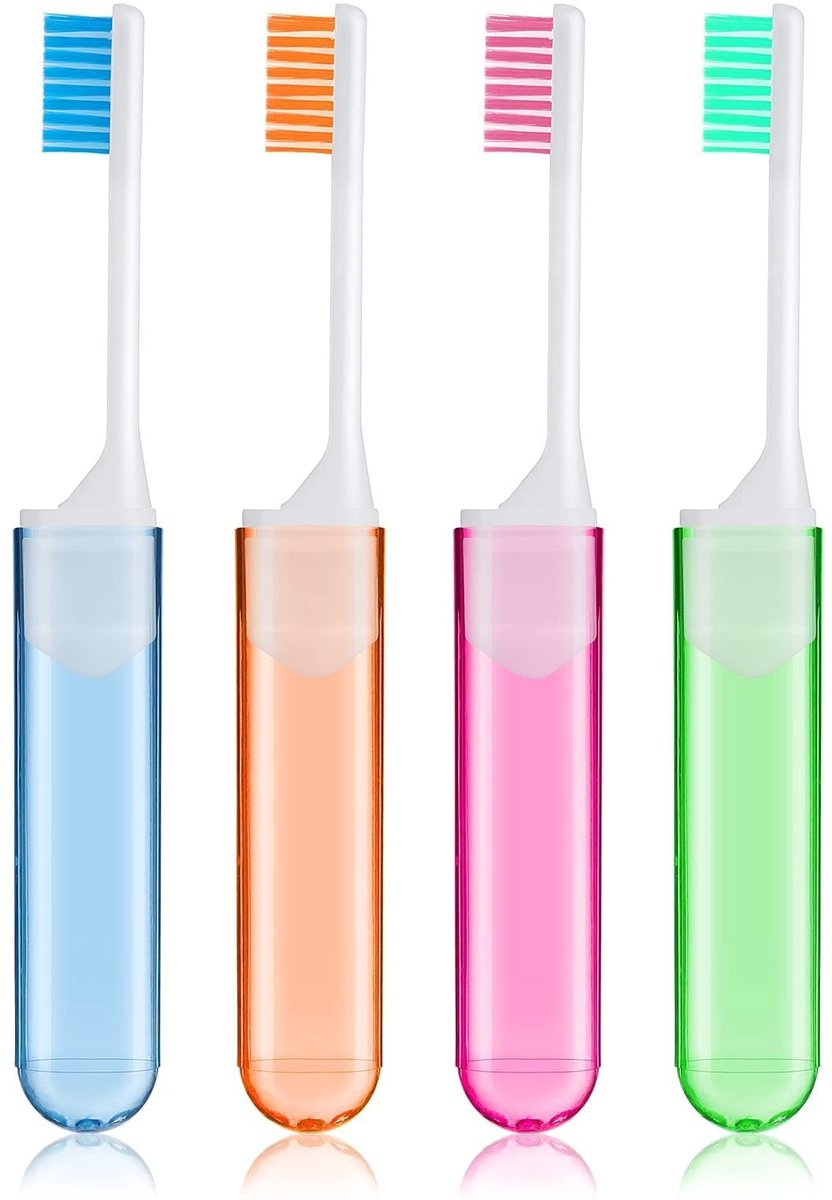 Solidchoice - Set van 4 Vouwbare Zachte Tandenborstels voor Reizen