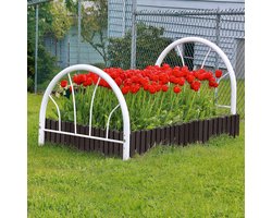 Houtlook Robuuste Gazonrand Tuinhek Perkrand Tuinpalissade Decoratieve Tuinafbakening Palissadehek - Bruin - 4,6 m