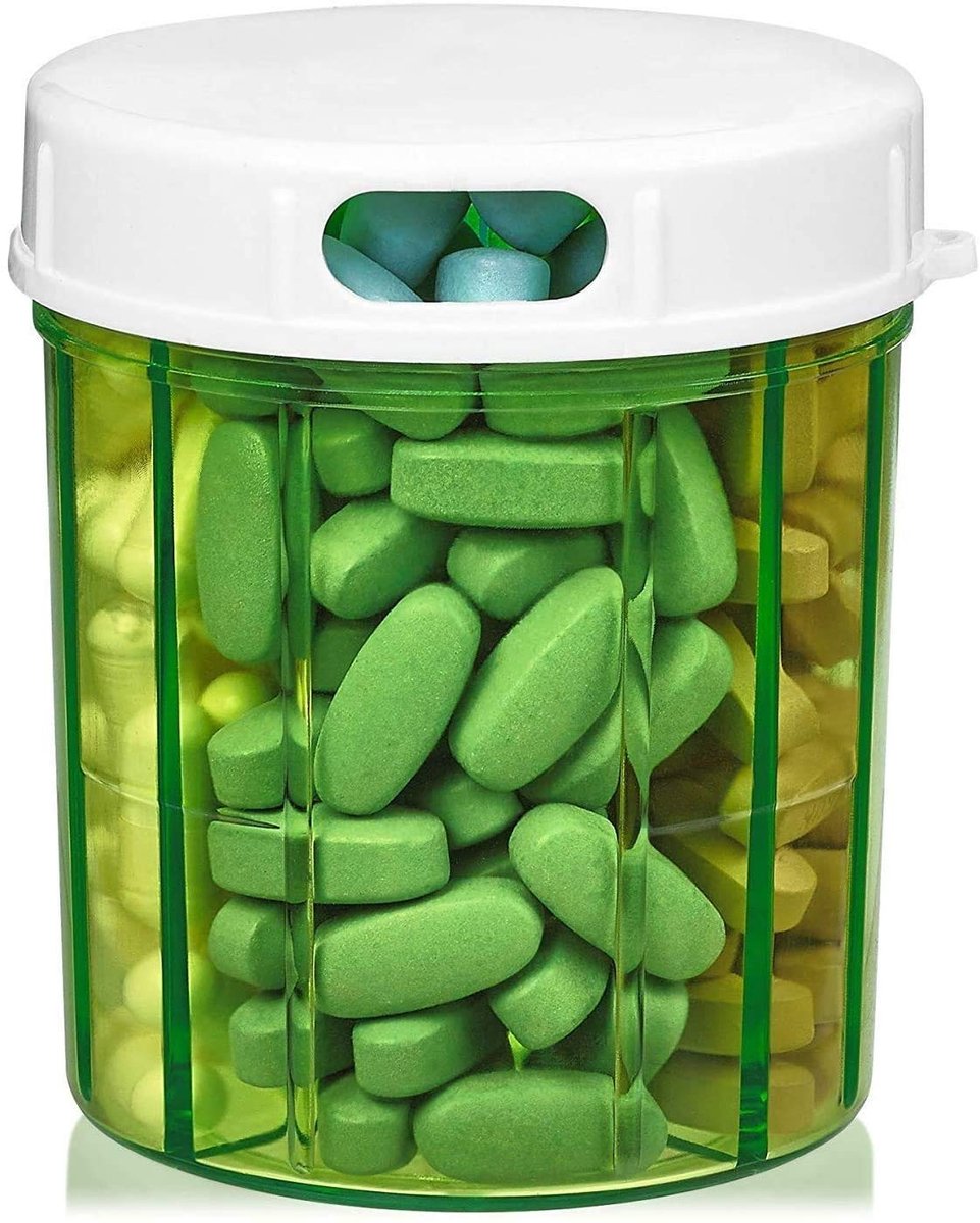 Solidchoice - Ronde Pillenhouder met 4 Compartimenten voor Medicijnen