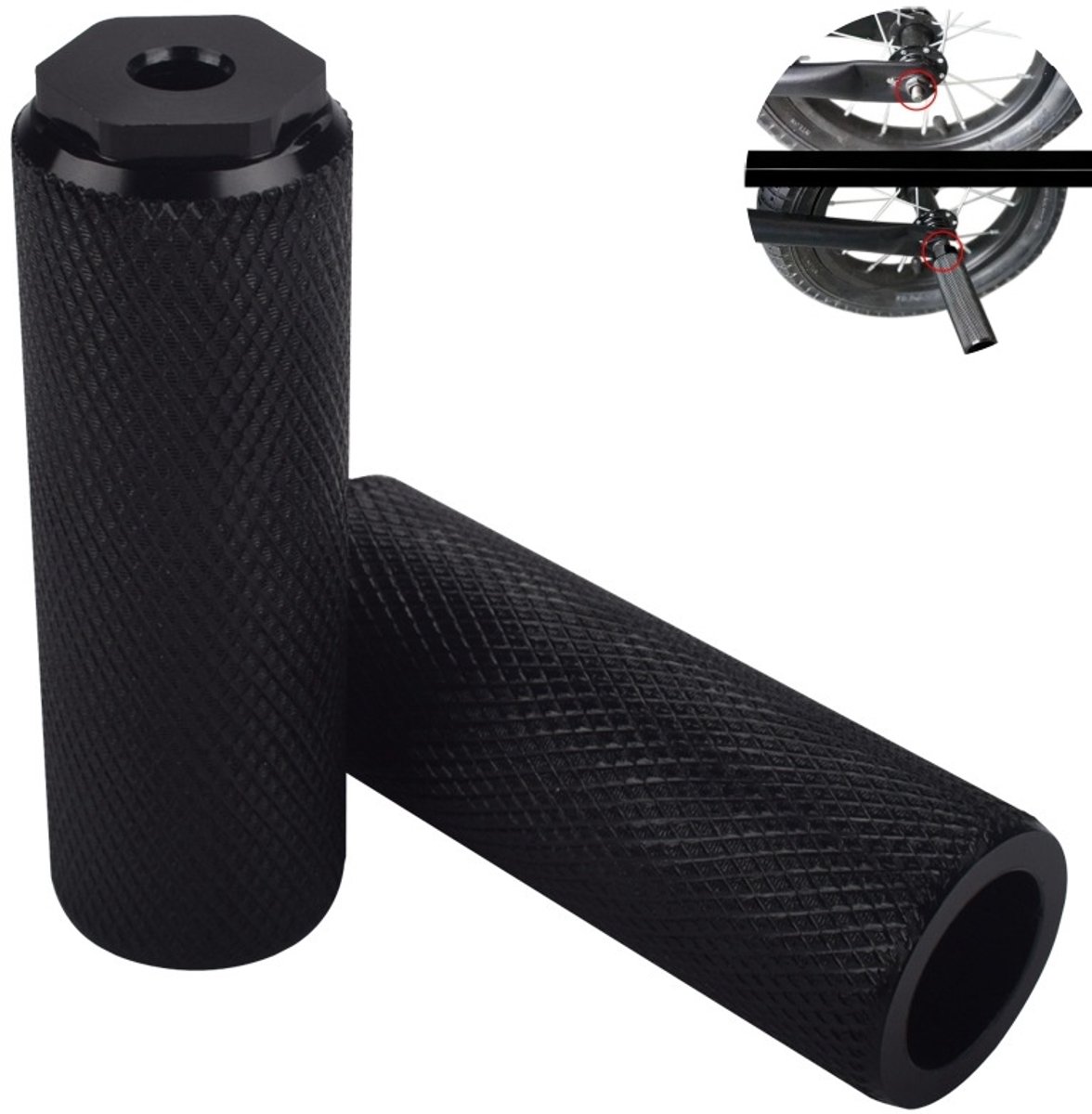 1 paar - fietsvoetsteun -fietspedalen - voetsteunen - aluminiumlegering - voor mountainbike passagier, fiets achterbank voetsteunen - zwart