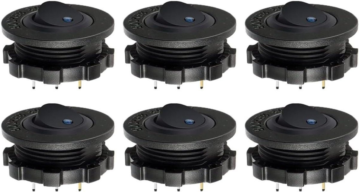 Allecto plus - 6-pack tuimelschakelaars 20A/12V voor auto, boot, jacht - Blauw