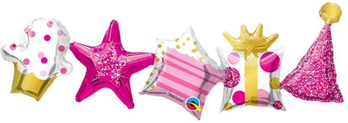Qualatex - Folieballonslinger feest roze - 104 cm
