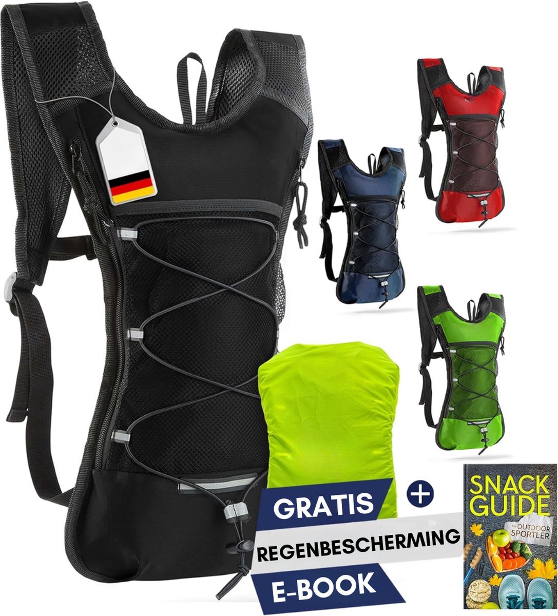 Thuys – Hardloop Rugzak – Drinkvest – Hardloopvest – 6L – 11cm x 38cm x 45cm – Zwart