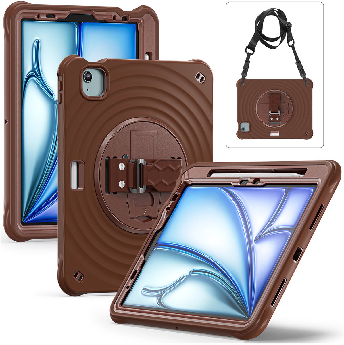 Rixus RXTC08 Anti Shock Case For Apple iPad Air 11 inch (2024, 2025, 2026), Air 4 10.9 inch (2020), Air 5 10.9 inch (2022), Pro 11 inch (2018, 2020, 2021, 2022) Chocolate