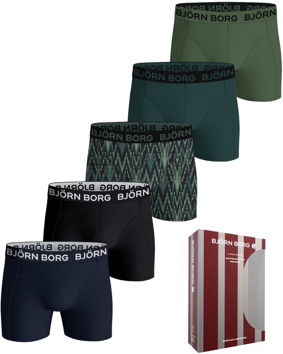 Boxer Björn Borg en Cotton stretch Garçons - 5 pièces - Sous-vêtements Garçons - Tailles 146-152 - Pack Noël