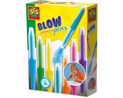 SES Creative Blow Airbrush Pens - 7 Kleuren Airbrush Viltstiften - Vanaf 5 Jaar - 7 Stuks - Blaasstiften - Goed Uitwasbaar - Schoencadeautjes Sinterklaas