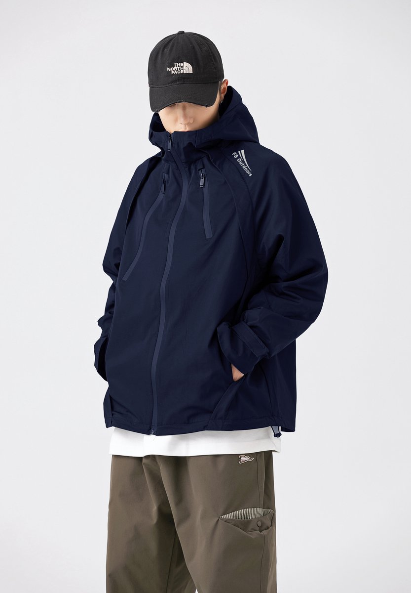 Winddichte jas met capuchon in marineblauw