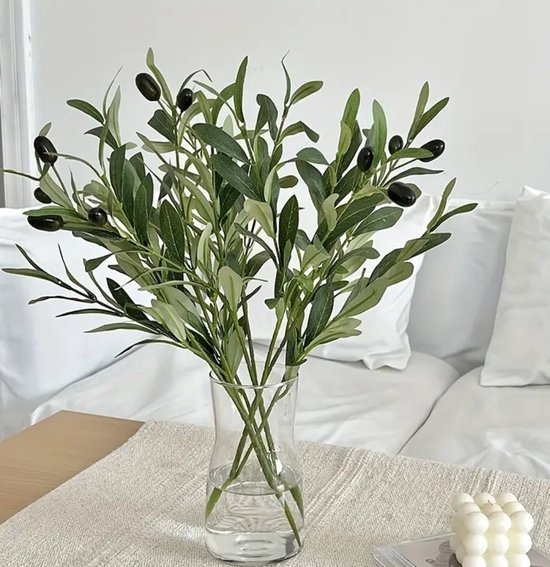 Branches Olijfboom artificielles - 6 branches d'olivier artificielles - Décoration de salon - Branches décoratives - Fleurs artificielles