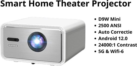 TrendWave Projector D9W - Mini 2500 ANSI - Full HD 1080P - 4K Portable Mini Beamer - Home Theater WiFi Android - Game Beamer