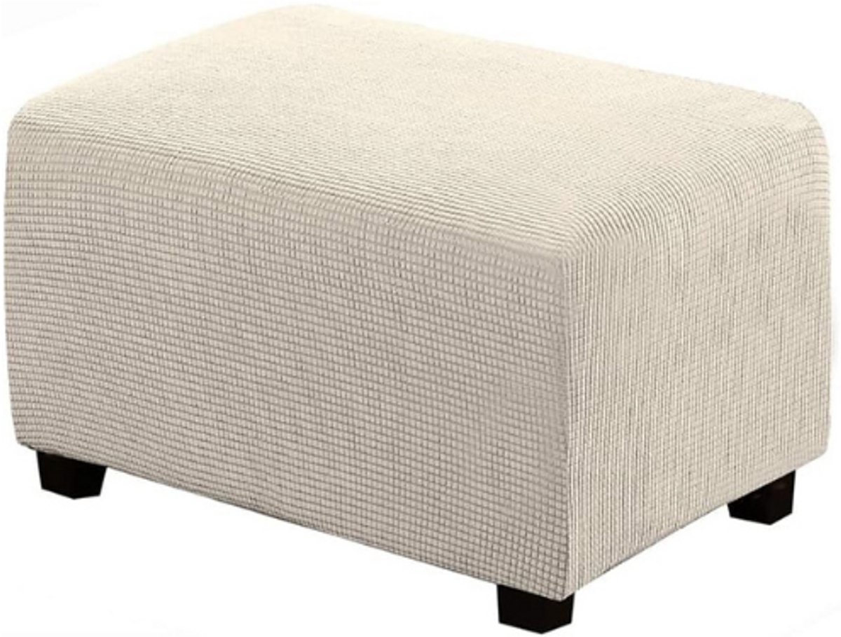 BOG Stoffen Stoelhoes - Rechthoekige Poefhoes - Ottoman Hoes - Krukhoes - Poefhoes Beige
