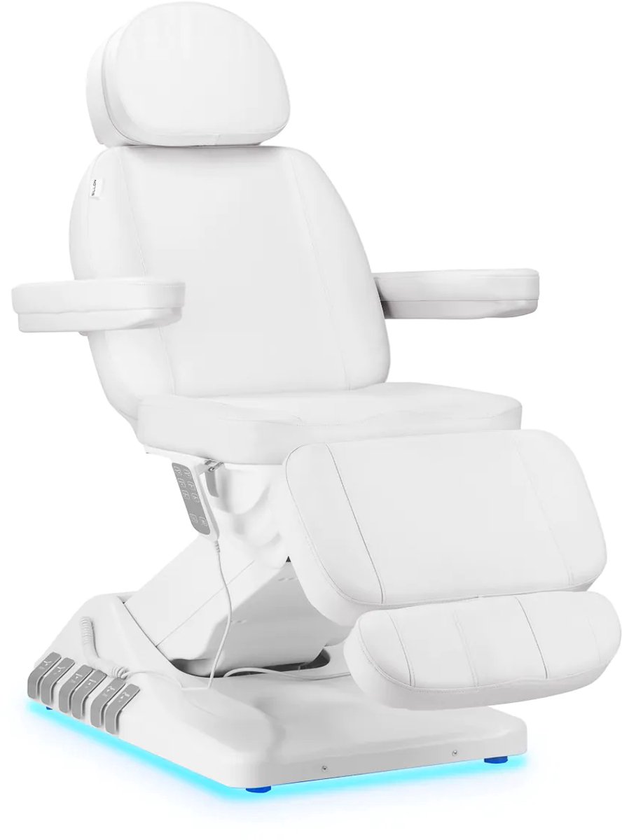 Elektrische Behandelstoel Luxury (3 Motoren) Wit/licht roze met Voetbediening