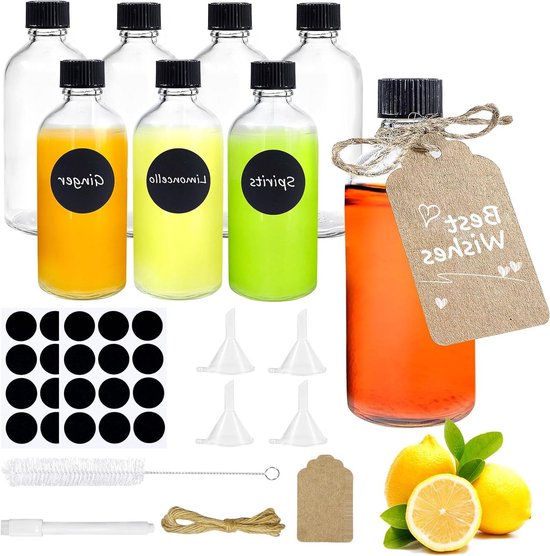 Lot De 12 Petites Bouteilles Plastique 60ml Avec Entonnoir, Brosse Et Étiquettes - Réutilisables Et Anti-Fuite