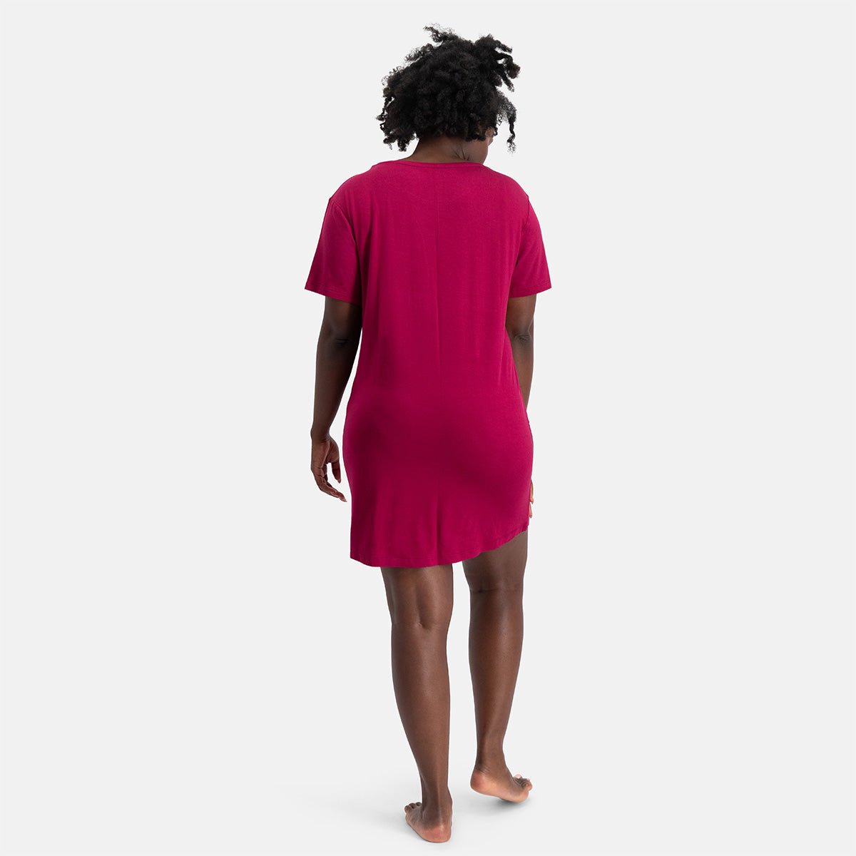 Bamboo Basics Nachthemd Dames Korte Mouw Nora - Bamboe Nachtjapon Dames - Bordeaux Pyjama - Pyjama Dames Volwassenen