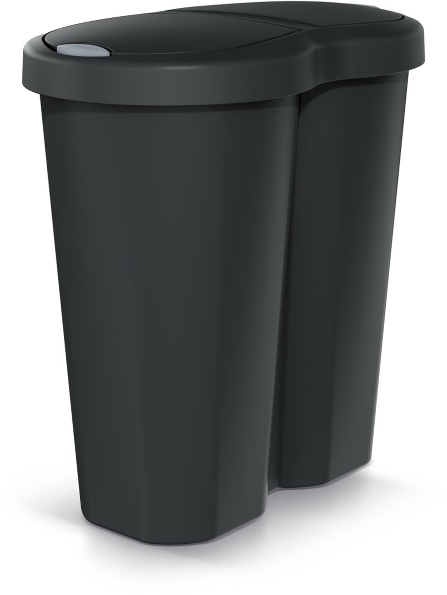 Compacta R Duo NDRF40-S411 -Afvalmand - Prullenbak 40L - één vak twee deksels - Zwart