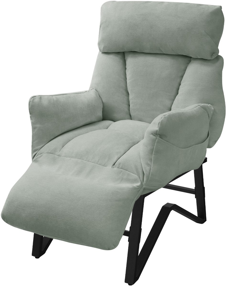 Loungestoel met armleuningen grijs/groen Relax fauteuil met linnen hoes ML design