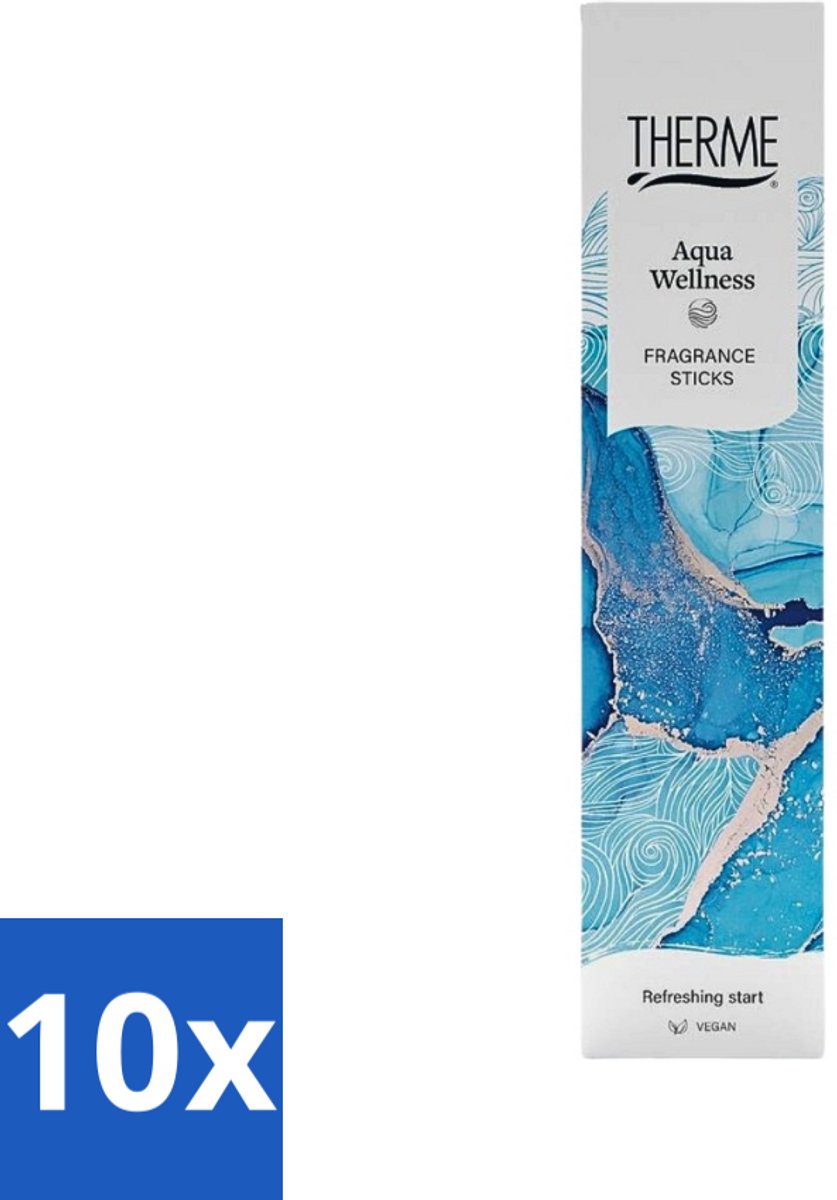 10 x Therme - Aqua Wellness - Geurstokjes - Langdurige Geur - Aromatisch - 100ml - Geurstokjes - Geur - Wellness - Oceaan - Citrus