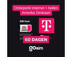T-Mobile USA Amerika Simkaart - Onbeperkt lokaal bellen - Onbeperkt 5G internet - Onbeperkt Hotspot - 60 dagen
