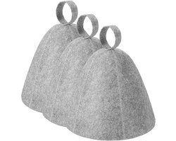 3 Stuks - Sauna Muts - Saunahoed - Vilten Saunahoed - Unisex - Vilten Saunahoed - Beschermt Tegen Hitte - muts voor sauna - - grijs