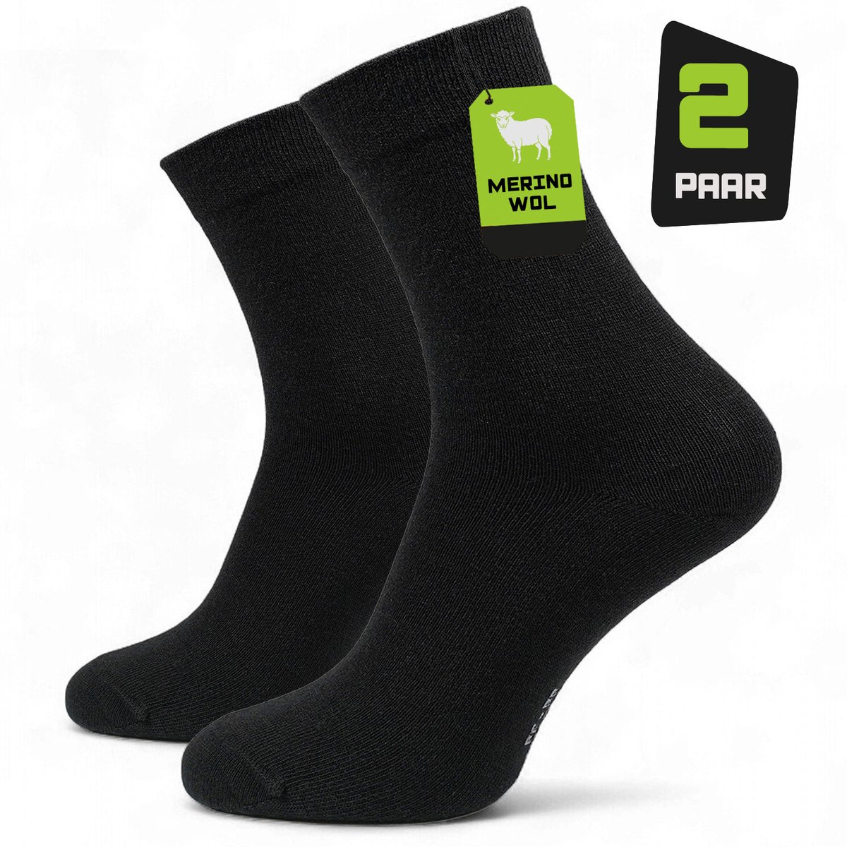 Premium Sokken Dames Merino Wol Maat 35/38 - 2-paar - Zwarte Wollen Sokken - 40% Merino Wol - Warme Sokken - Europese Productie - 94Activewear