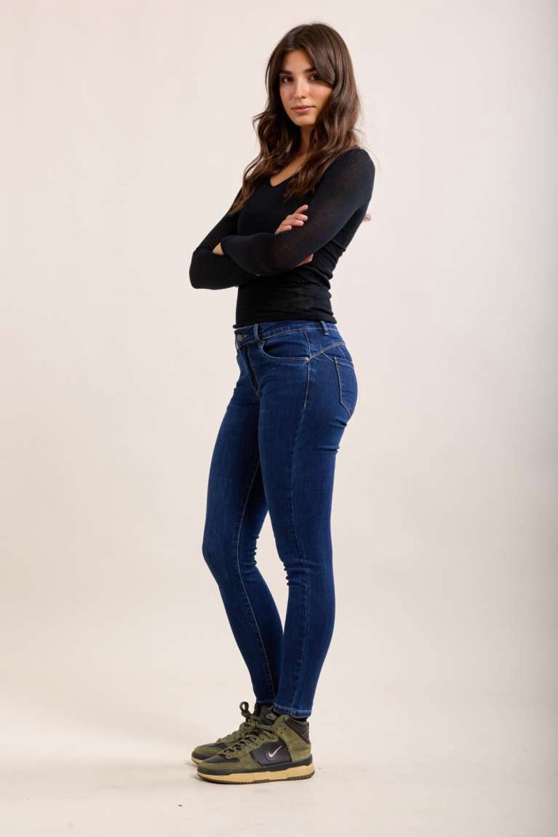 Toxik3 - Push-up skinny jeans donkerblauw