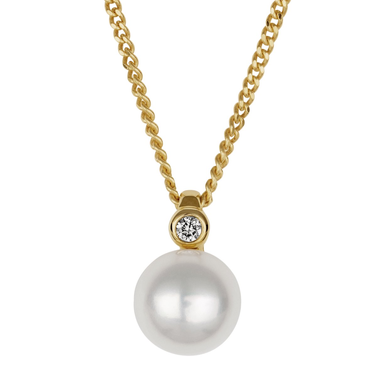 Orolino Halskette 585 Gold mit Brillant 0,03ct. + Perle weiß 7-7,5mm