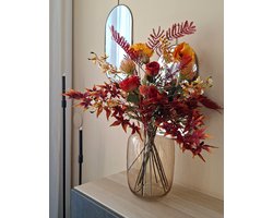 Zijden bloemen boeket - Zijden Herfstboeket Gloeiend Geluk - Onderhoudsvrij - Kunstbloemen