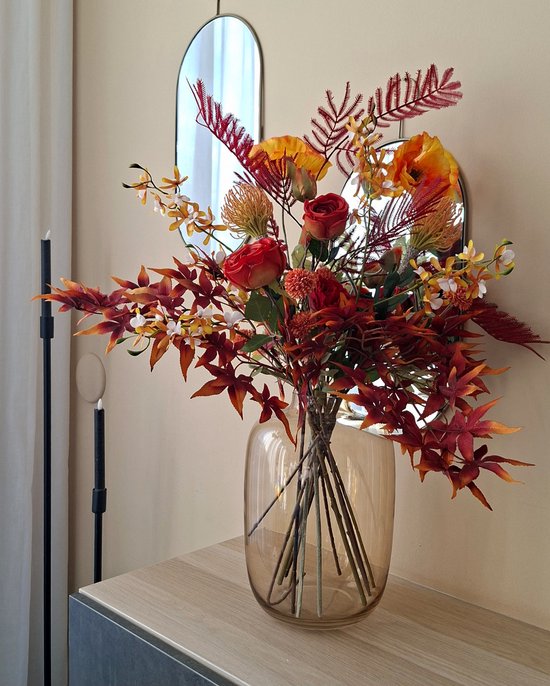 Bouquet de fleurs en soie - Bouquet d'automne en soie Geluk éclatant - Sans entretien - Fleurs artificielles