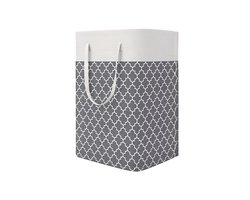 1 grote wasmand - waterdicht - opvouwbare hoge wasmand - met verlengde handgreep - voor kleding - slaapzaalspeelgoed en thuis-Grijs geblokt-40*30*60cm