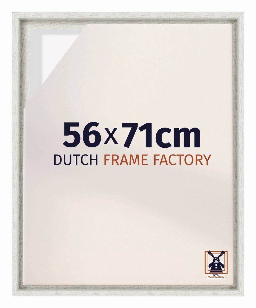 Dutch Frame Factory Baklijst 56x71 cm - White Wash - Geschikt voor Canvasdoek - MDF Baklijst Lausanne