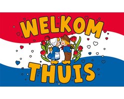 Q2P – Welkom Thuis Gevelvlag – 150×90 cm XXL – Versiering - Vlaggenlijn – Binnen & Buiten - Vlag - Spandoek