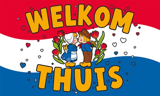 Foto: Q2p welkom thuis gevelvlag 150 90 cm xxl versiering vlaggenlijn binnen buiten vlag spandoek