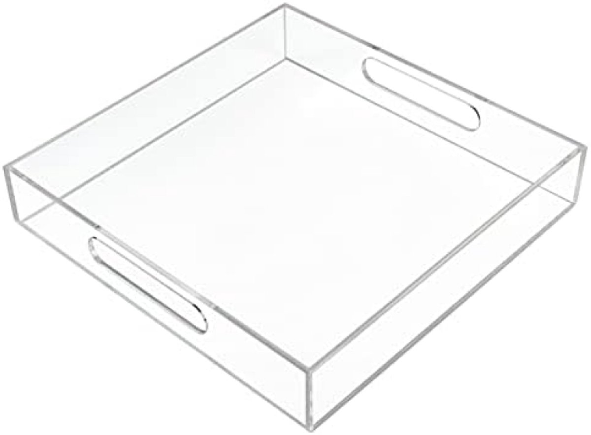 PromoHome Transparant Dienblad met Handgrepen - 30x30cm Multifunctioneel Serveerblad