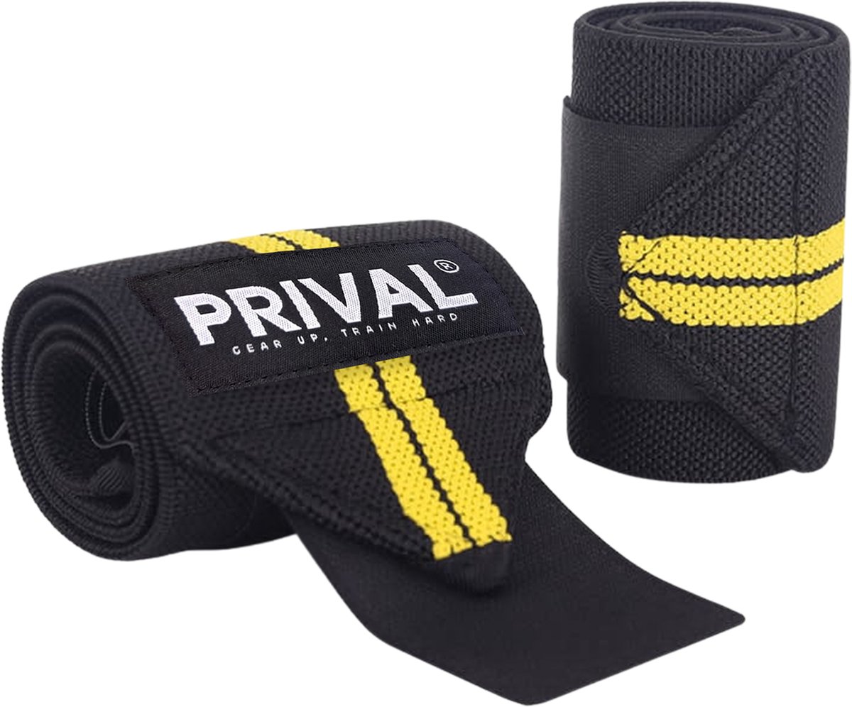 Prival 2 Stuks Polsband voor Fitness & CrossFit - Wrist wraps – Krachttraining – Polsbrace – Zwart