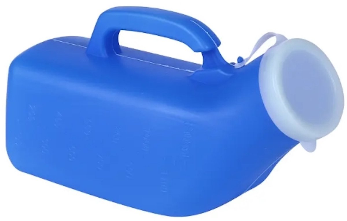 Repus - Urinefles - Plasfles - met Deksel - Draagbaar - Ideaal voor onderweg of in de zorg - Kunststof - Blauw