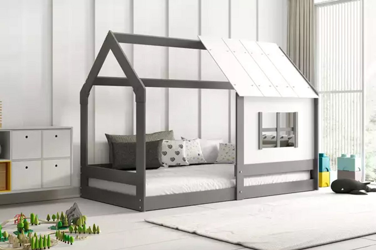 BMS - Kinderbed - 80x160 cm - Grafiet - Met Dak