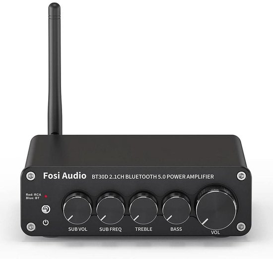 Foto: Fosi audio bt30d bluetooth 5 0 2 1 kanaal eindversterker met bass trebleregeling