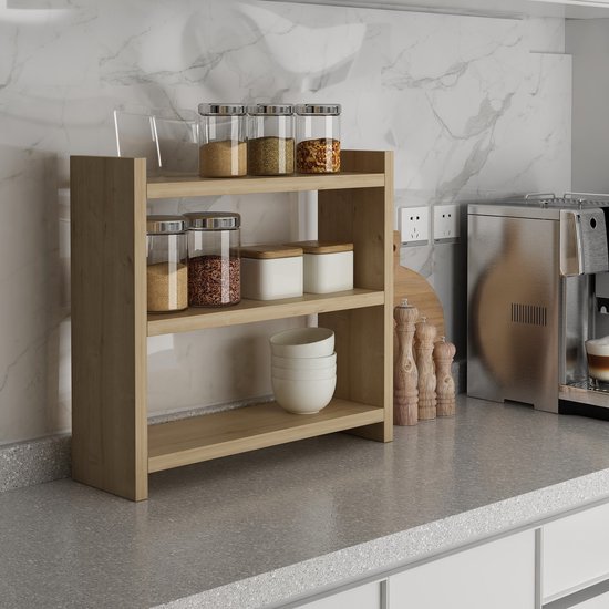 Cosmic Étagère de cuisine | 100 % MÉLAMINE | Saphir - Asir Group - Armoires étroites - Brun - Panneaux de particules - Armoires étroites
